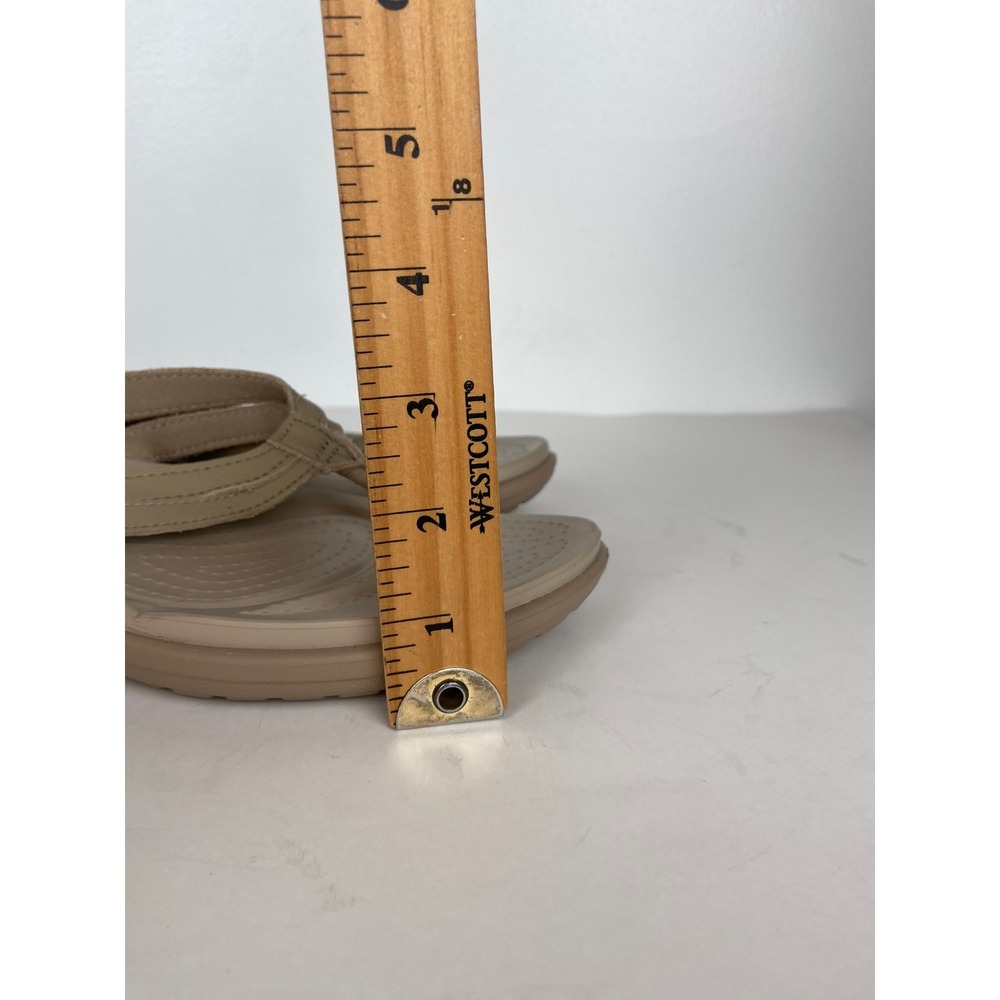 Crocs Dual Comfort Capri V Women's Flip Flop Size 11 Cream Thong Faux Leather - Picture 7 of 11